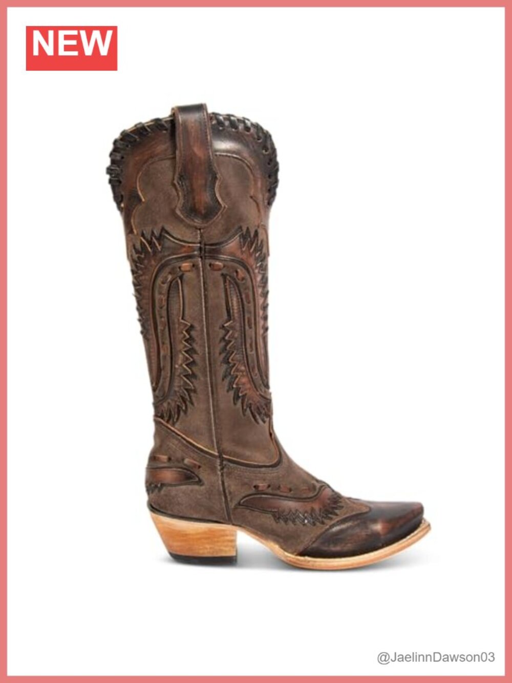 Women's Embroidered Cowgirl Boots Leather Mid-Calf Western Boots